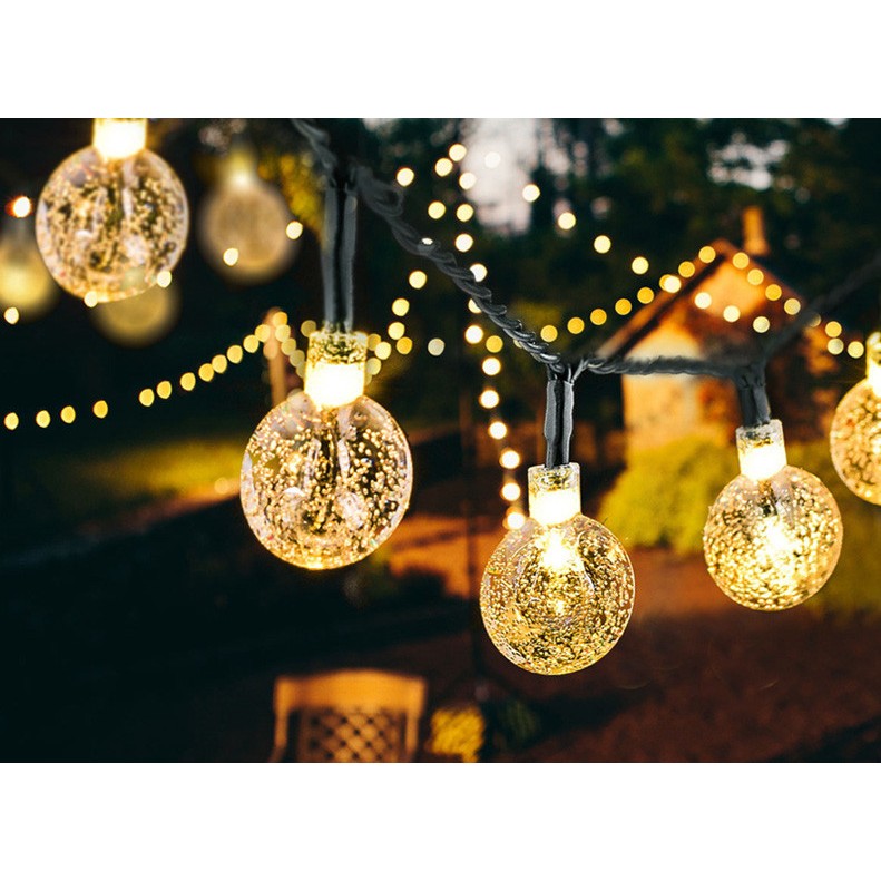 Instalatie Craciun, Tip Globuri De Cristal, 20 Led-Uri, 5 Metri, Energie Solara, Senzor De Lumina