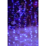 Instalatie Craciun, Tip Perdea, IP44, 10 m x 2 m, 1200 LED-uri, Albastru, 8 jocuri de lumini, Transformator, Interconectabila, Prelungitor 3 m inclus, Fir transparent, Interior/ Exterior, Vivimall - vivimall.ro