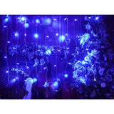 Instalatie Craciun, Tip Perdea, IP44, 3 m x 1 m, 180 LED-uri, Albastru, cu flash, Transformator, Interconectabila, Prelungitor 3 m inclus, Fir transparent, Interior/ Exterior, Vivimall - vivimall.ro