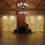 Instalatie Craciun, Tip Perdea, IP44, 3 m x 3 m, 240 LED-uri, Alb Cald, cu 8 jocuri de lumini, 31 V, 9W, Interconectabila, Prelungitor 3 m inclus, Fir transparent, Interior/ Exterior, Vivimall - vivimall.ro