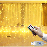 Instalatie Craciun, Tip Perdea Ip44, 100 Led-Uri, Usb Si Telecomanda Cu 8 Functii