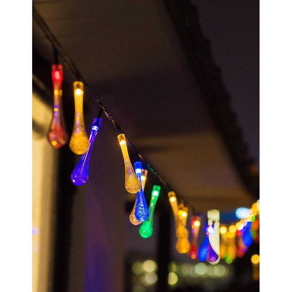 Instalatie Craciun, Tip Picaturi, 30 Led-Uri, 6.5 Metri, Energie Solara, Senzor De Lumina