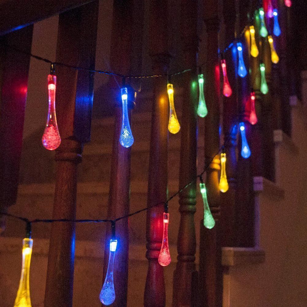 Instalatie Craciun, Tip Picaturi, 30 Led-Uri, 6.5 Metri, Energie Solara, Senzor De Lumina