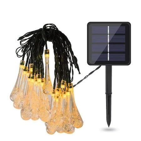 Instalatie Craciun, Tip Picaturi, 50 Led-Uri, 9.5 Metri, Energie Solara, Senzor De Lumina