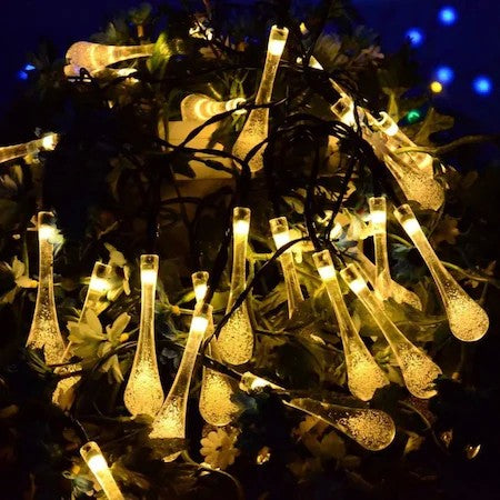 Instalatie Craciun, Tip Picaturi, 50 Led-Uri, 9.5 Metri, Energie Solara, Senzor De Lumina