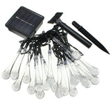 Instalatie Craciun, Tip Picaturi, 50 Led-uri, 9.5 metri, Alb cald, Energie solara, Senzor de lumina, Vivimall - vivimall.ro