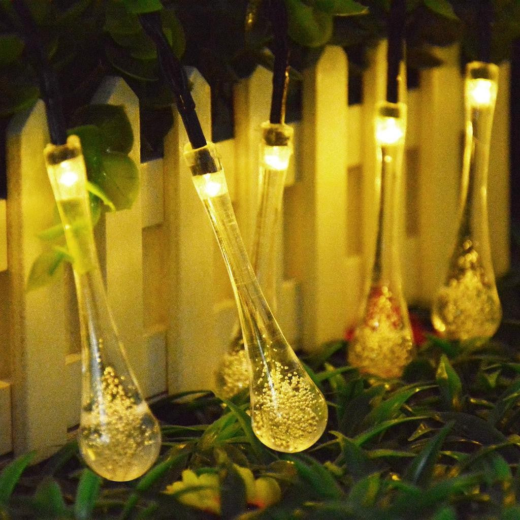 Instalatie Craciun, Tip Picaturi, 50 Led-Uri, 9.5 Metri, Energie Solara, Senzor De Lumina
