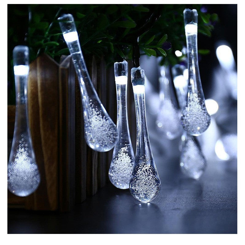 Instalatie Craciun, Tip Picaturi de apa, 20 Led-uri, 5 metri, Alb Rece, Energie solara, Senzor de lumina, Vivimall - vivimall.ro