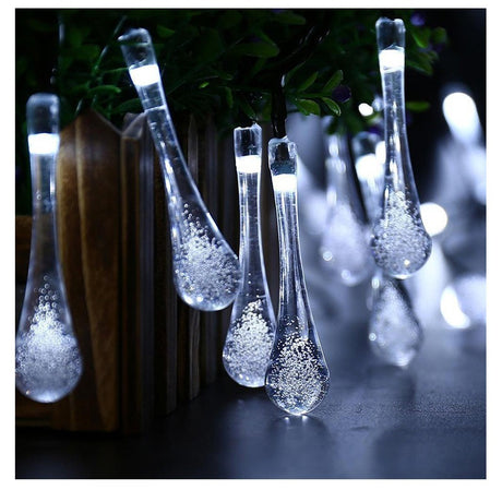 Instalatie Craciun, Tip Picaturi de apa, 20 Led-uri, 5 metri, Alb Rece, Energie solara, Senzor de lumina, Vivimall - vivimall.ro