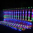 Instalație Crăciun tip plasă 14x1 m cu 560 LED-uri multicolor, vedere frontală, fir transparent