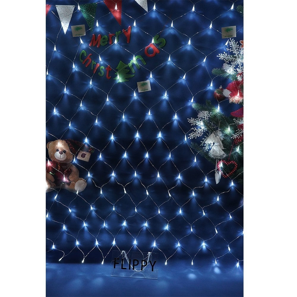 Instalatie Craciun, Tip Plasa, IP 44, 23 x 1 m, 960 LED-uri, Alb rece, 8 jocuri de lumini, Transformator fara telecomanda, Interconectabila, Prelungitor 3 m inclus, Fir transparent, Flippy - vivimall.ro