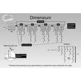 Instalatie Craciun Turturi, Ip44, 19 M, 561 Led-Uri,Perdea Franjurata, Alb Cald, 8 Jocuri De Lumini, Transformator 31 V, Putere 9 W, Interconectabila, Interior/Exterior, Prelungitor 5 M Inclus, Fir
