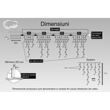 Instalatie Craciun Turturi, Ip44, 20 M, 192 Led-Uri,Perdea Franjurata, 8 Jocuri De Lumini, Transformator 31 V, Putere 9 W, Interconectabila, Interior/Exterior, Prelungitor 5 M Inclus, Fir Alb