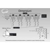 Instalatie Craciun Turturi, Ip44, 20 M, 572 Led-Uri,Perdea Franjurata, 8 Jocuri De Lumini, Transformator 31 V, Putere 9 W, Interconectabila, Interior/Exterior, Prelungitor 3 M Inclus, Fir Negru
