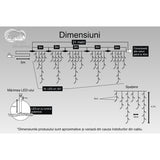 Instalatie Craciun Turturi, Ip44, 21 M, 621 Led-Uri,Perdea Franjurata, Alb Rece, 8 Jocuri De Lumini, Transformator 31 V, Putere 9 W, Interconectabila, Interior/Exterior, Prelungitor 5 M Inclus, Fir