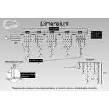 Instalatie Craciun Turturi, Ip44, 24 M, 704 Led-Uri,Perdea Franjurata, Alb Cald, 8 Jocuri De Lumini, Transformator 31 V, Putere 9 W, Interconectabila, Interior/Exterior, Prelungitor 3 M Inclus, Fir