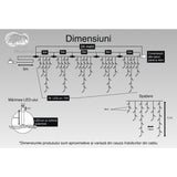 Instalatie Craciun Turturi, Ip44, 24 M, 704 Led-Uri,Perdea Franjurata, Alb Rece, 8 Jocuri De Lumini, Transformator 31 V, Putere 9 W, Interconectabila, Interior/Exterior, Prelungitor 5 M Inclus, Fir