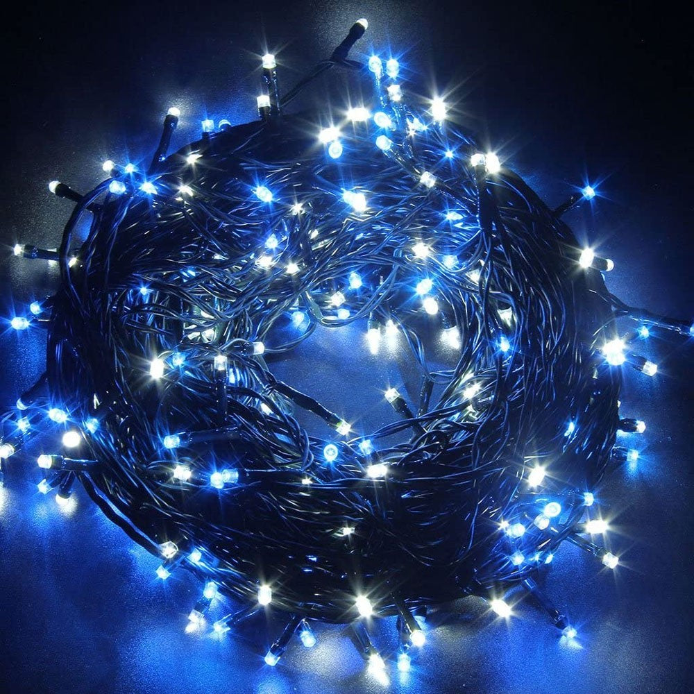 Instalatie Craciun Turturi, Ip44, 25 M, 715 Led-Uri,Perdea Franjurata, 8 Jocuri De Lumini, Transformator 31 V, Putere 9 W, Interconectabila, Interior/Exterior, Prelungitor 3 M Inclus, Fir Negru