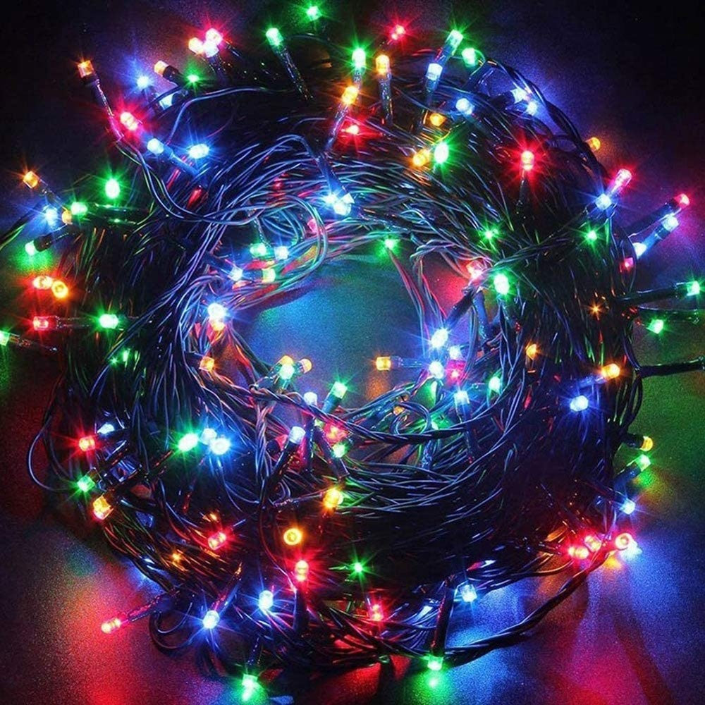 Instalatie Craciun Turturi, Ip44, 25 M, 715 Led-Uri,Perdea Franjurata, 8 Jocuri De Lumini, Transformator 31 V, Putere 9 W, Interconectabila, Interior/Exterior, Prelungitor 3 M Inclus, Fir Negru