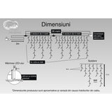 Instalatie Craciun Turturi, Ip44, 28 M, 836 Led-Uri,Perdea Franjurata, Alb Cald, 8 Jocuri De Lumini, Transformator 31 V, Putere 9 W, Interconectabila, Interior/Exterior, Prelungitor 3 M Inclus, Fir