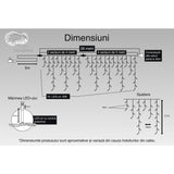 Instalatie Craciun Turturi, Ip44, 28 M, 836 Led-Uri,Perdea Franjurata, Alb Rece, 8 Jocuri De Lumini, Transformator 31 V, Putere 9 W, Interconectabila, Interior/Exterior, Prelungitor 5 M Inclus, Fir