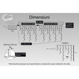 Instalatie Craciun Turturi, Ip44, 29 M, 847 Led-Uri,Perdea Franjurata, Alb Rece, 8 Jocuri De Lumini, Transformator 31 V, Putere 9 W, Interconectabila, Interior/Exterior, Prelungitor 5 M Inclus, Fir