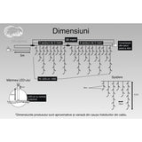 Instalatie Craciun Turturi, Ip44, 36 M, 1050 Led-Uri,Perdea Franjurata, Alb Rece, 8 Jocuri De Lumini, Transformator 31 V, Putere 9 W, Interconectabila, Interior/Exterior, Prelungitor 5 M Inclus, Fir