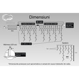 Instalatie Craciun Turturi, Ip44, 38 M, 1122 Led-Uri,Perdea Franjurata, Alb Rece, 8 Jocuri De Lumini, Transformator 31 V, Putere 9 W, Interconectabila, Interior/Exterior, Prelungitor 5 M Inclus, Fir