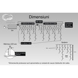 Instalatie Craciun Turturi, Ip44, 39 M, 1133 Led-Uri,Perdea Franjurata, Alb Cald, 8 Jocuri De Lumini, Transformator 31 V, Putere 9 W, Interconectabila, Interior/Exterior, Prelungitor 3 M Inclus, Fir
