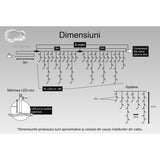 Instalatie Craciun Turturi, Ip44, 6 M, 192 Led-Uri,Perdea Franjurata, Alb Cald, 8 Jocuri De Lumini, Transformator 31 V, Putere 9 W, Interconectabila, Interior/Exterior, Prelungitor 3 M Inclus, Fir