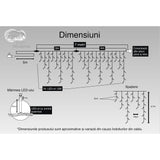 Instalatie Craciun Turturi, Ip44, 7 M, 228 Led-Uri,Perdea Franjurata, Alb Cald, 8 Jocuri De Lumini, Transformator 31 V, Putere 9 W, Interconectabila, Interior/Exterior, Prelungitor 5 M Inclus, Fir
