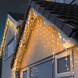 Instalatie Craciun Yoto, Tip Franjuri/Turturi, 12 M, 300 Led-Uri, Prelungitor 1.5 M, 8 Jocuri De Lumini, Interconectabila, Conectare La Retea, Fir, Interior/Exterior, Alb Cald - vivimall.ro