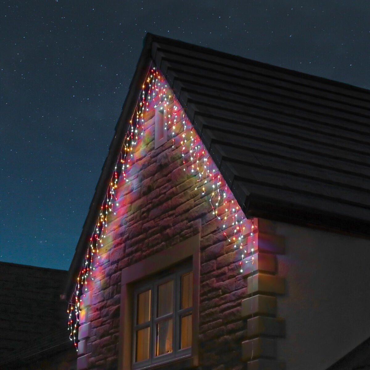 Instalatie Craciun Yoto, Tip Franjuri/Turturi, 4 M, 120 Led-Uri, Prelungitor 1.5 M, 8 Jocuri De Lumini, Interconectabila, Conectare La Retea, Fir, Interior/Exterior, Multicolor - vivimall.ro