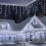 Instalatie Craciun Yoto, Tip Franjuri/Turturi, 4 M, 120 Led-Uri, Prelungitor 1.5 M, 8 Jocuri De Lumini, Interconectabila, Conectare La Retea, Fir, Interior/Exterior, Alb Rece - vivimall.ro