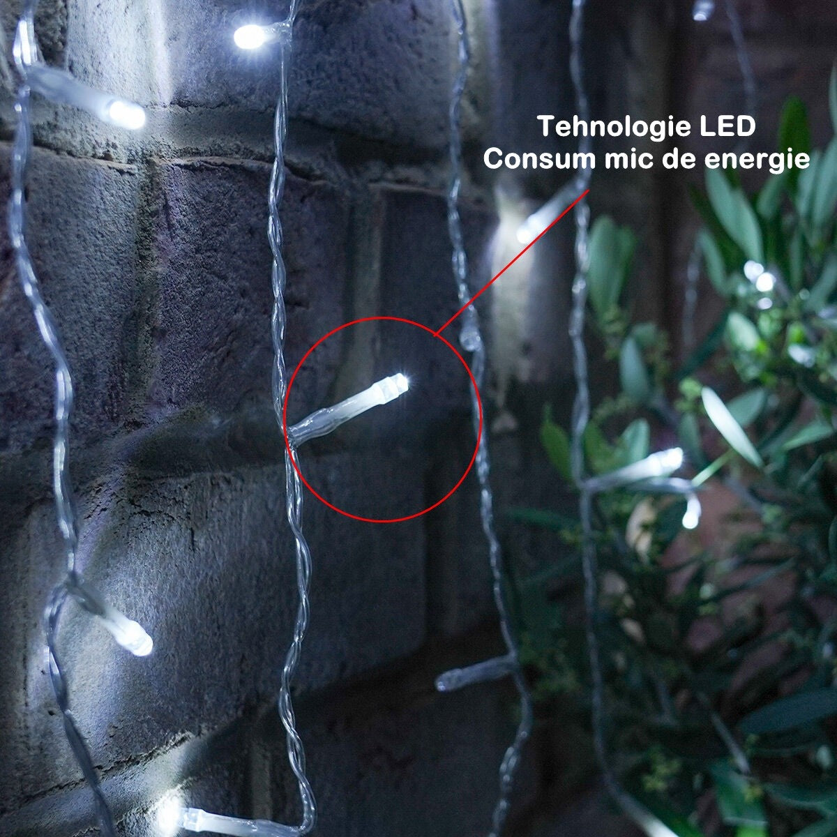 Instalatie Craciun Yoto, Tip Perdea, 2 m x 1 m, 120 LED-uri, Prelungitor 1.5 m, 8 Jocuri de Lumini, Interconectabila, Fir transparent, Interior/Exterior, Alb Rece - vivimall.ro