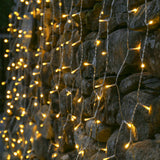 Instalatie Craciun Yoto, Tip Perdea, 3 m x 2 m, 240 LED-uri, Prelungitor 1.5 m, 8 Jocuri de Lumini, Interconectabila, Fir transparent, Interior/Exterior, Alb Cald - vivimall.ro