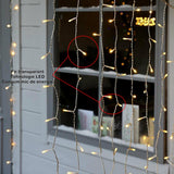 Instalatie Craciun Yoto, Tip Perdea, 5 m x 1 m, 200 LED-uri, Prelungitor 1.5 m, 8 Jocuri de Lumini, Interconectabila, Fir transparent, Interior/Exterior, Alb Cald - vivimall.ro