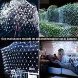 Instalatie Craciun Yoto, Tip Plasa, 1.2 m x 1.2 m, 80 LED-uri, Prelungitor 1.5 m, 8 Jocuri de Lumini, Interconectabila, Fir transparent, Interior/Exterior, Alb Rece - vivimall.ro