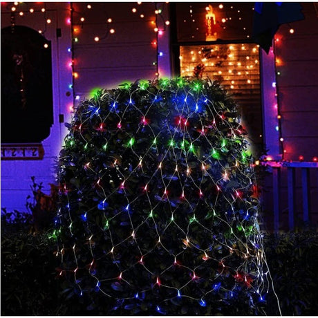 Instalatie Craciun Yoto, Tip Plasa, 1.2 m x 1.2 m, 80 LED-uri, Prelungitor 1.5 m, 8 Jocuri de Lumini, Interconectabila, Fir transparent, Interior/Exterior, Multicolor - vivimall.ro