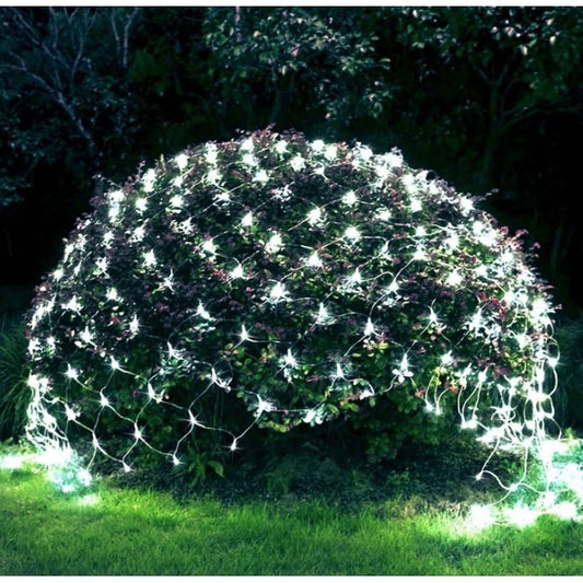 Instalatie Craciun Yoto, Tip Plasa, 120 Led-Uri, Prelungitor 1.5 M, 8 Jocuri De Lumini, Interconectabila, Fir, Interior/Exterior, Alb Rece - vivimall.ro