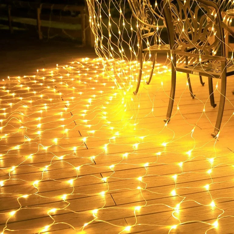 Instalatie Craciun Yoto, Tip Plasa, 160 Led-Uri, Prelungitor 1.5 M, 8 Jocuri De Lumini, Interconectabila, Fir, Interior/Exterior, Alb Cald