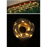 Instalatie Luminoasa, Flippy, cu Fir de Cupru, 2 m, 40 LED-uri, Model Sfoara de Canepa, cu Baterii, IP44, Alb Cald - vivimall.ro