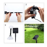 Instalatie Solara 6 m, 28 Led-uri cu Ornament tip picatura de apa, Liniara, Fir negru, Interior, Exterior, Alb Cald - vivimall.ro