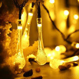 Instalatie Solara 6 M, 28 Led-Uri Cu Ornament Tip Picatura De Apa, Liniara, Fir, Interior, Exterior, Alb Cald
