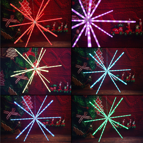 Instalatie De Craciun,112 Led-Urijoc De Lumini, Rgb,Explozie Stelara,Cu Transformator,Fir Cupru,Interior/Exterior