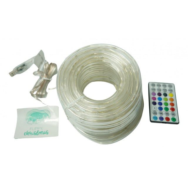 Instalatie de Craciun,20 metri,200 LED-uri,telecomanda 32 de functii,multicolor RGB,USB,tub luminos,interior/exterior,Vivimall - vivimall.ro