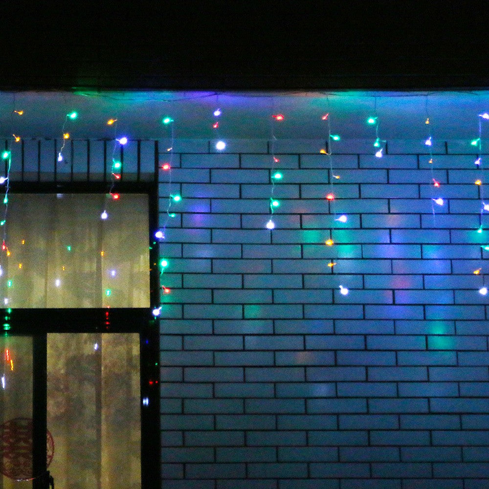 Instalatie de Craciun, Basic Flippy® Tip Turturi / Franjuri cu Flash, 6 m, 180 LED-uri, Interconectabila, Multicolor - vivimall.ro