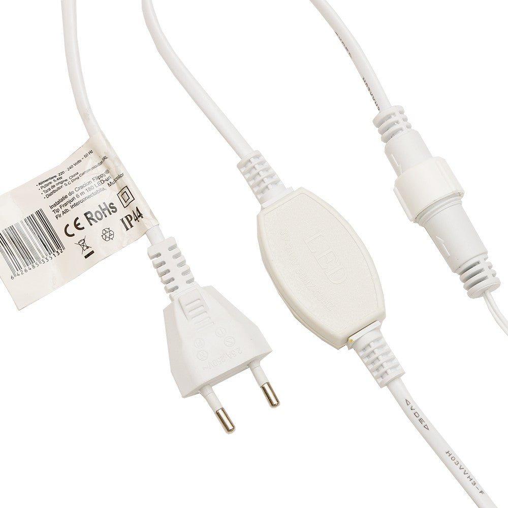 Instalatie De Craciun, Basic Tip Turturi / Franjuri Cu Flash, 6 M, 180 Led-Uri, Interconectabila