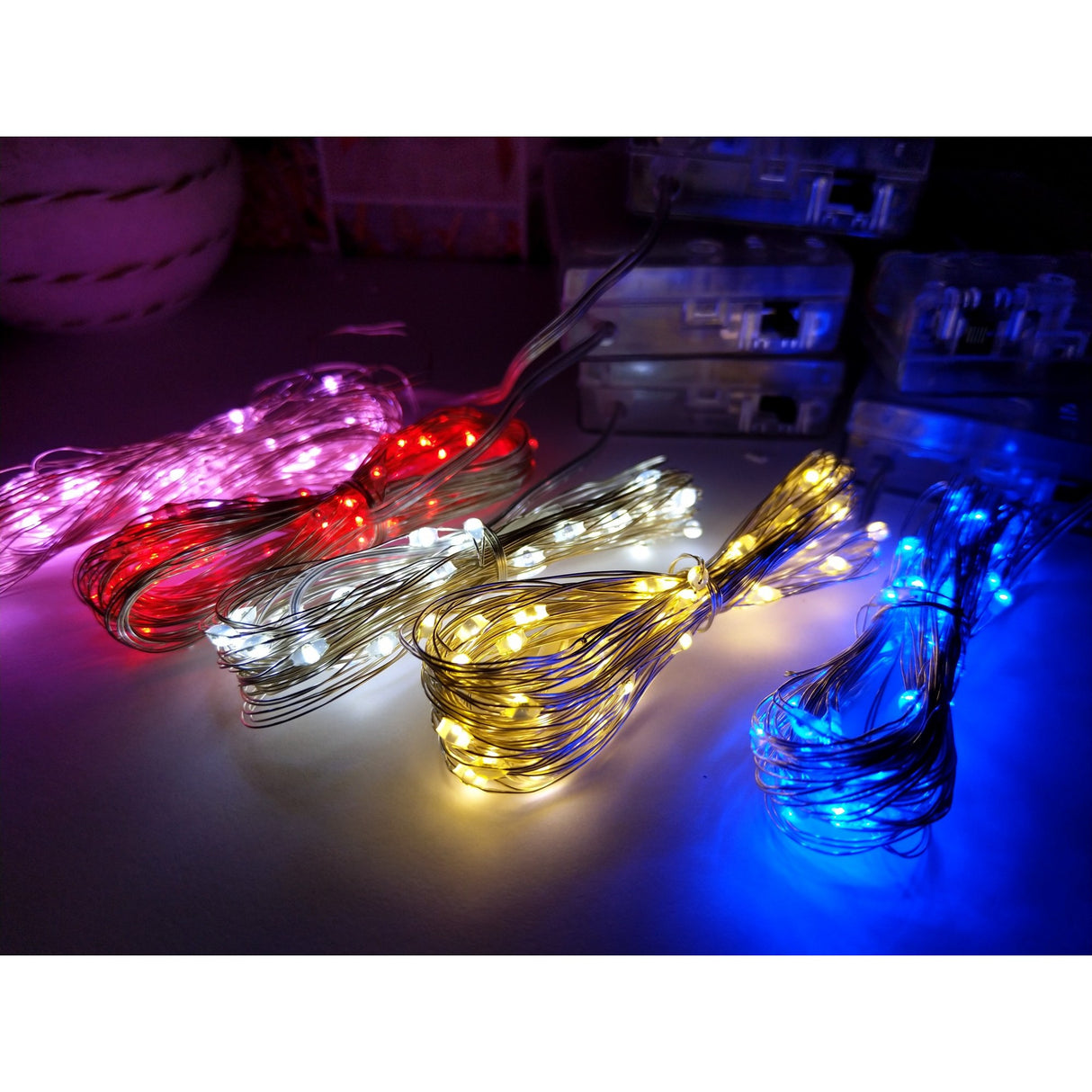 Instalatie de Craciun cu Baterii Fir Cupru Tip Sir 5 m 50 LED -uri Roz - vivimall.ro