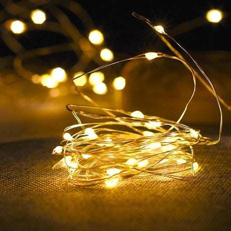 Instalatie De Craciun Cu Baterii Tip Liniar, 2 Jocuri De Lumini, Fir Cupru 3 M 30 Led -Uri